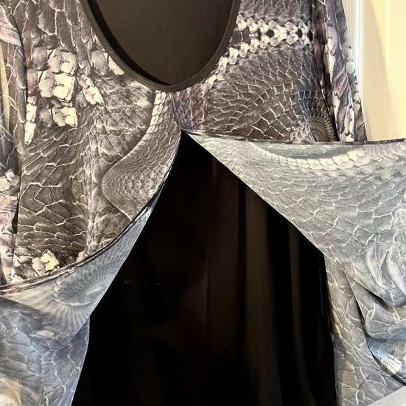 Picadilly, gray, black and white tunic 2 layer blouse - Picture 2 of 6